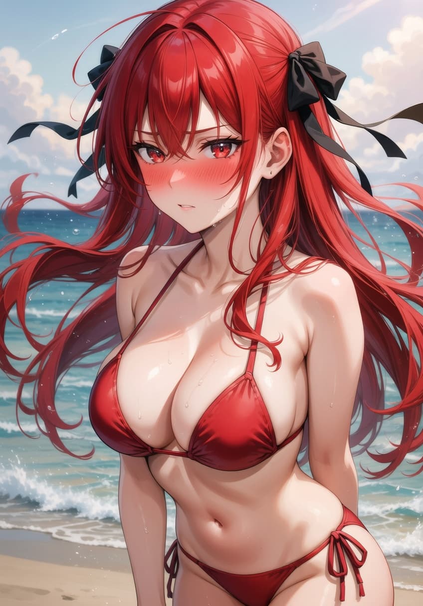 Hana — Beach Bikini — AI-generated anime character art