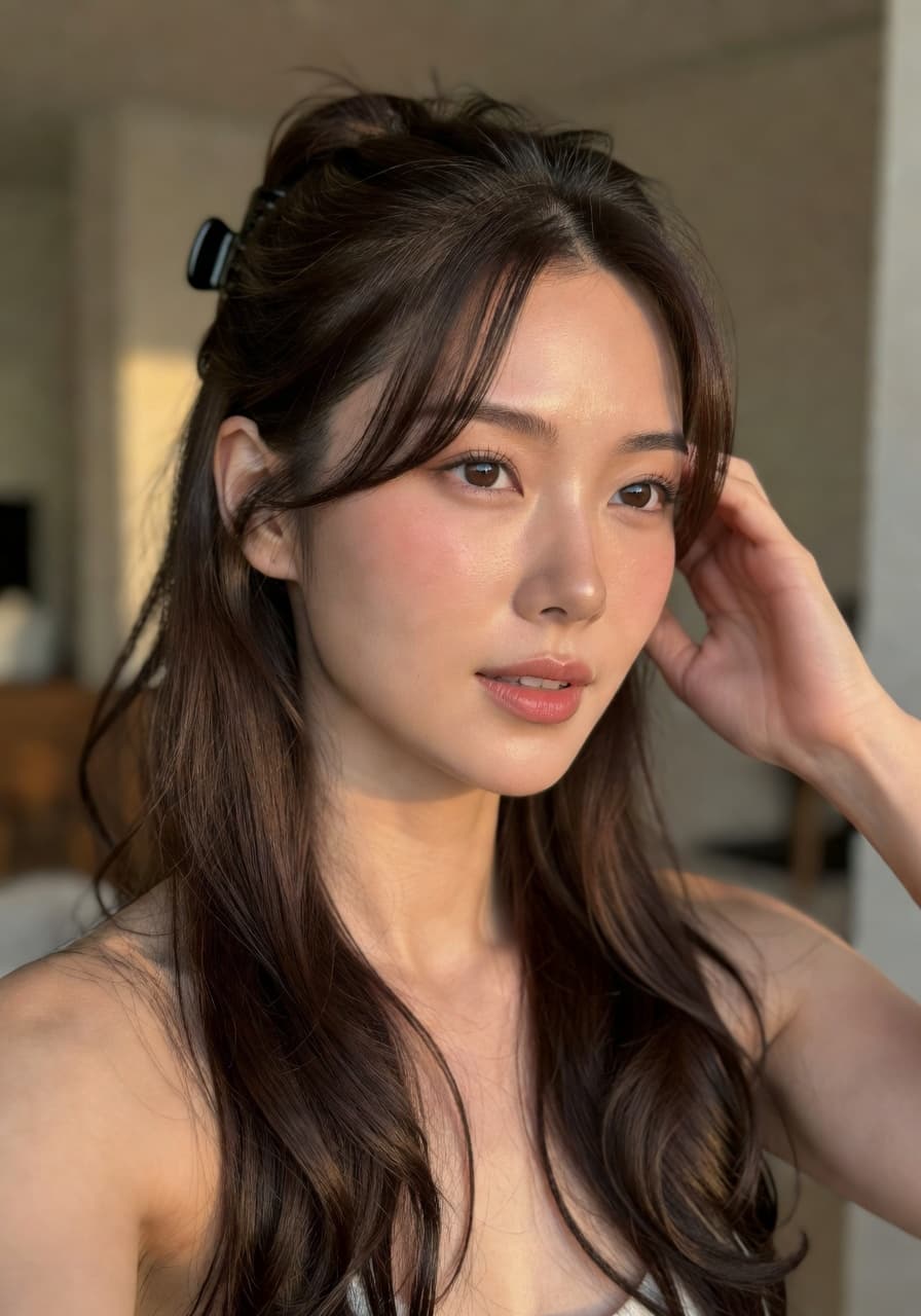 Photorealistic AI-generated portrait of Hana, realistic anime-to-real style