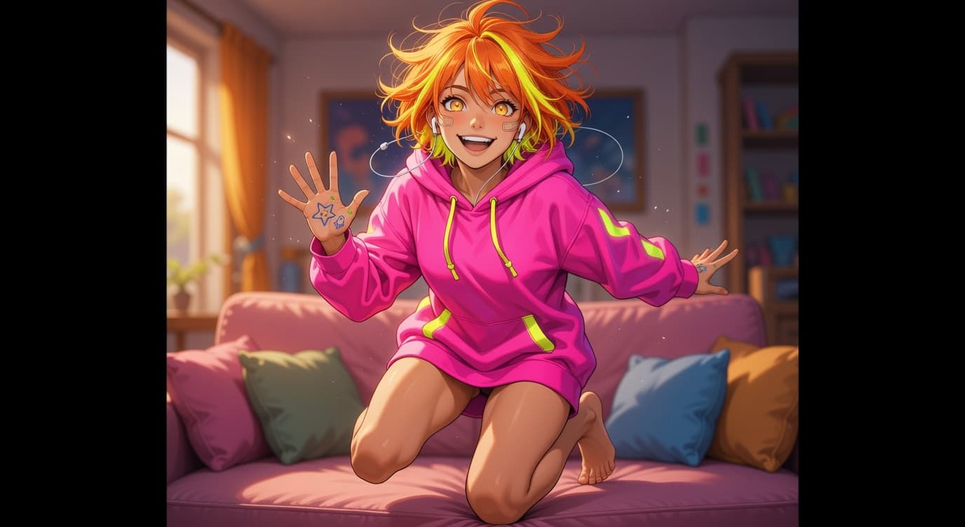 Nova — Energetic Hoodie — AI-generated anime character art