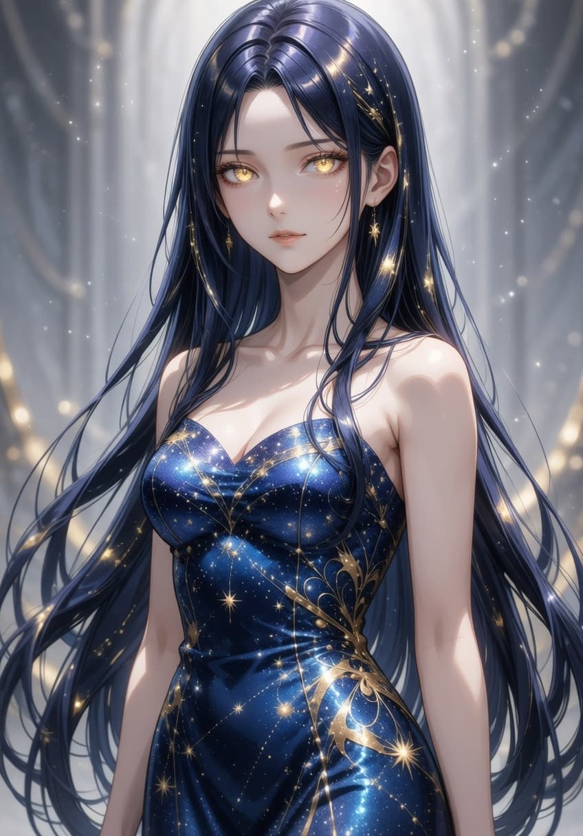 Sora Celestial — Star Dress — AI-generated anime character art